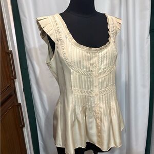 Yoana Baraschi Silk Pintucked Blouse Romantic Coquette Size L